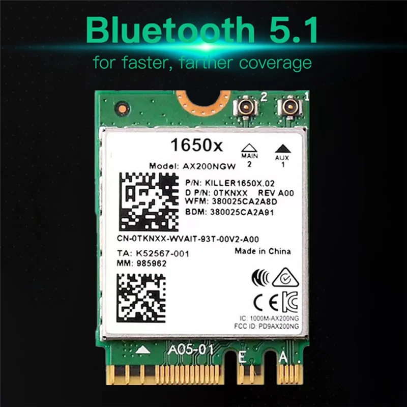 قطع غيار لبطاقة واي فاي 1650X + طقم هوائي 8DB AX200NGW 3000Mbps 2.4G 5G Wifi 6 + BT 5.1 جيجابت بطاقة لاسلكية لـ Win11-N3