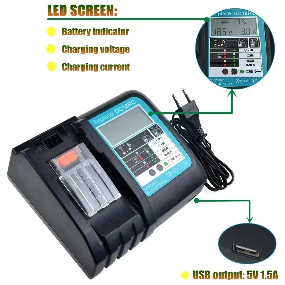 18V 6.0 8.0Ah oplaadbare batterij voor Makita elektrisch gereedschap met LED Li-ion vervanging LXT BL1860 1850 18 v 9 A 6000mAh