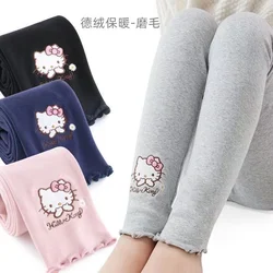 Sanrio Hello Kitty autumn new girls leggings spring and autumn children's trousers children's pure cotton plush pants