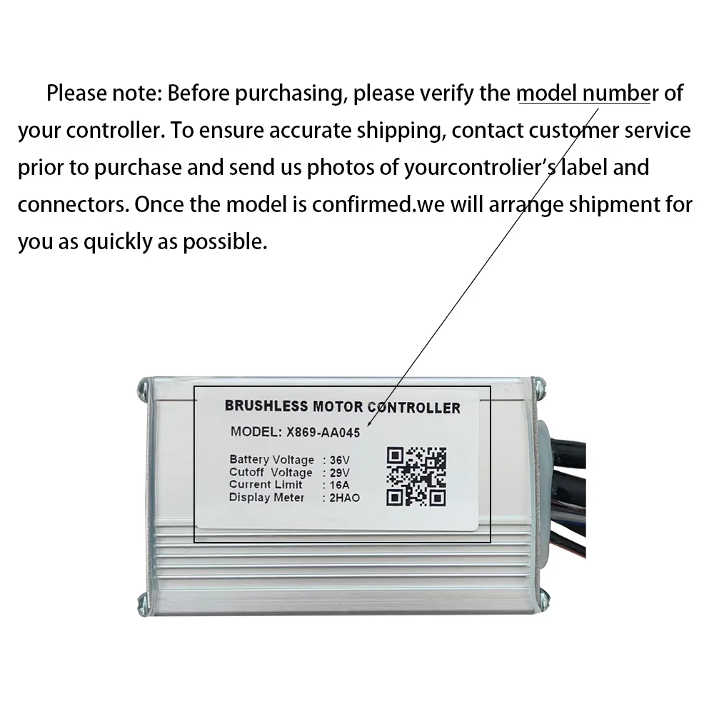 Ebike Brushless Motor Controller 36V 16A Speed Controller X869-AA045 2HAO for Electric Bicycle Scooter Motorcycle