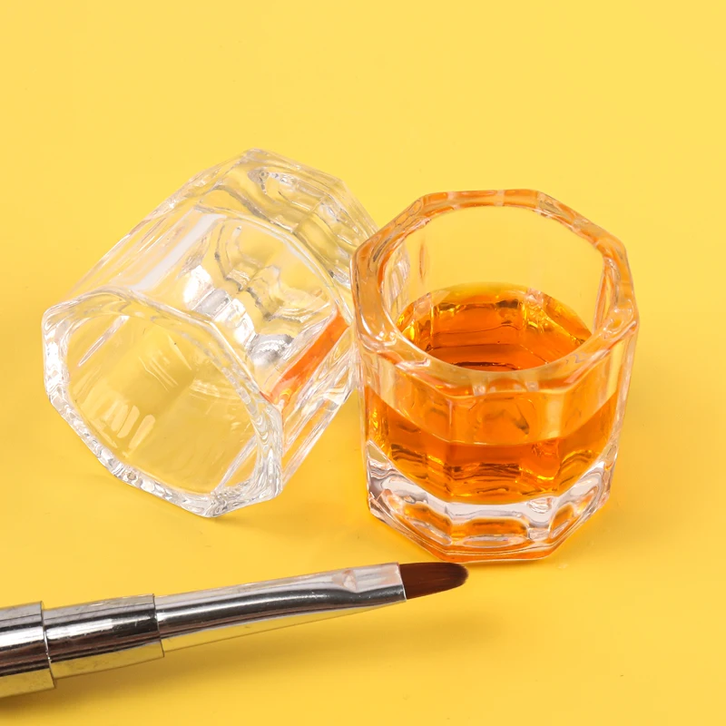 ถ้วยแก้วใสสำหรับใส่ยาทาเล็บอะคริลิค 1 ชิ้น อุปกรณ์ใส่ผงเล็บ ภาชนะใส่เครื่องสำอาง อุปกรณ์แต่งเล็บ