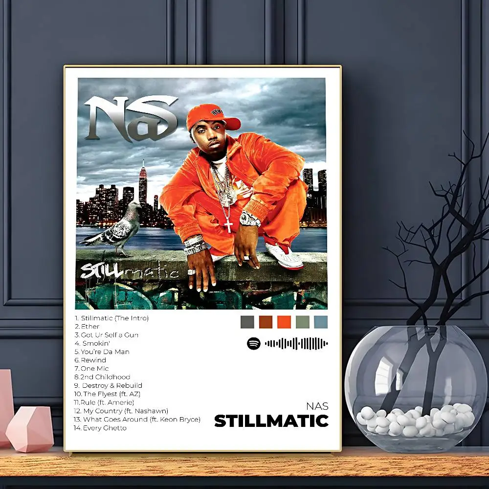Rapper Nas Poster HD Art Sticky Wall Waterproof Home Living Room Bar Decoration