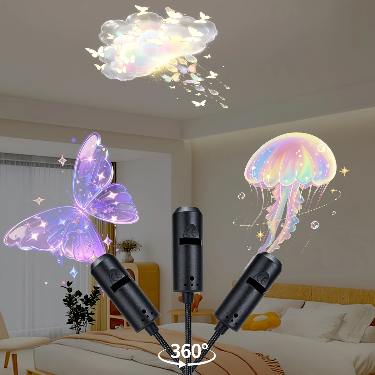 Creative Dreamy USB Projection 6pcs Patterns Lamp,Rose,Whale,jellyfish,Butterfly Atmosphere LED Projects Light Festive Gift