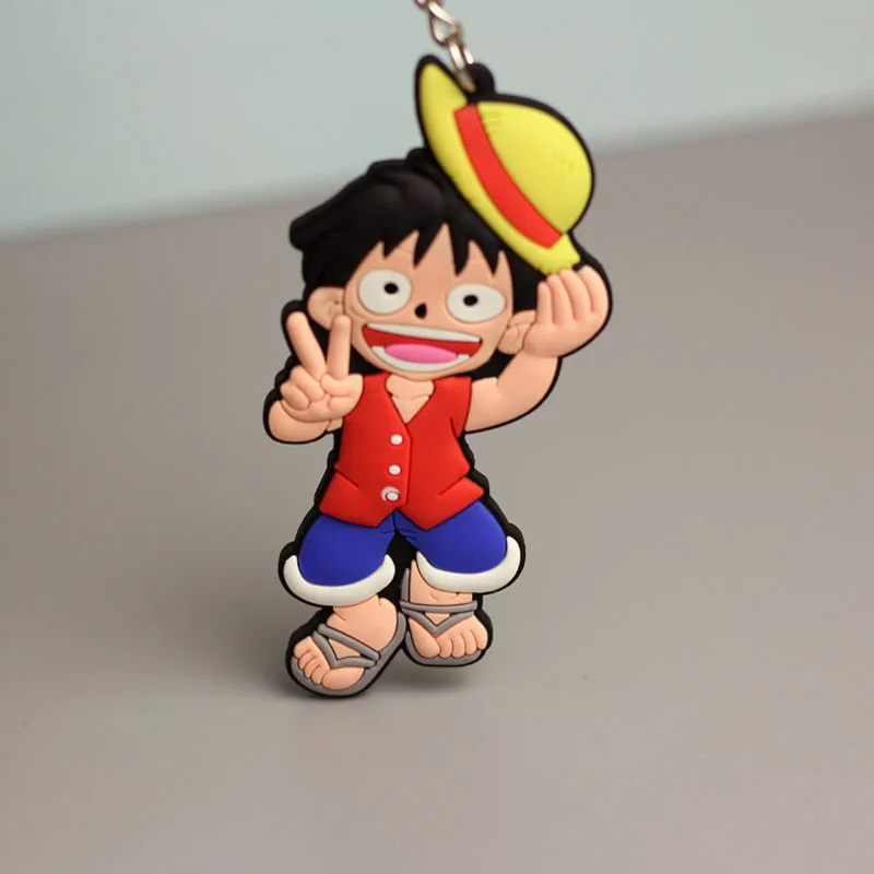 Anime One Piece Keychain Double Sided Monkey D Luffy Chopper Model Soft Adhesive Backpack Pendant Originality Kids Gifts Toy