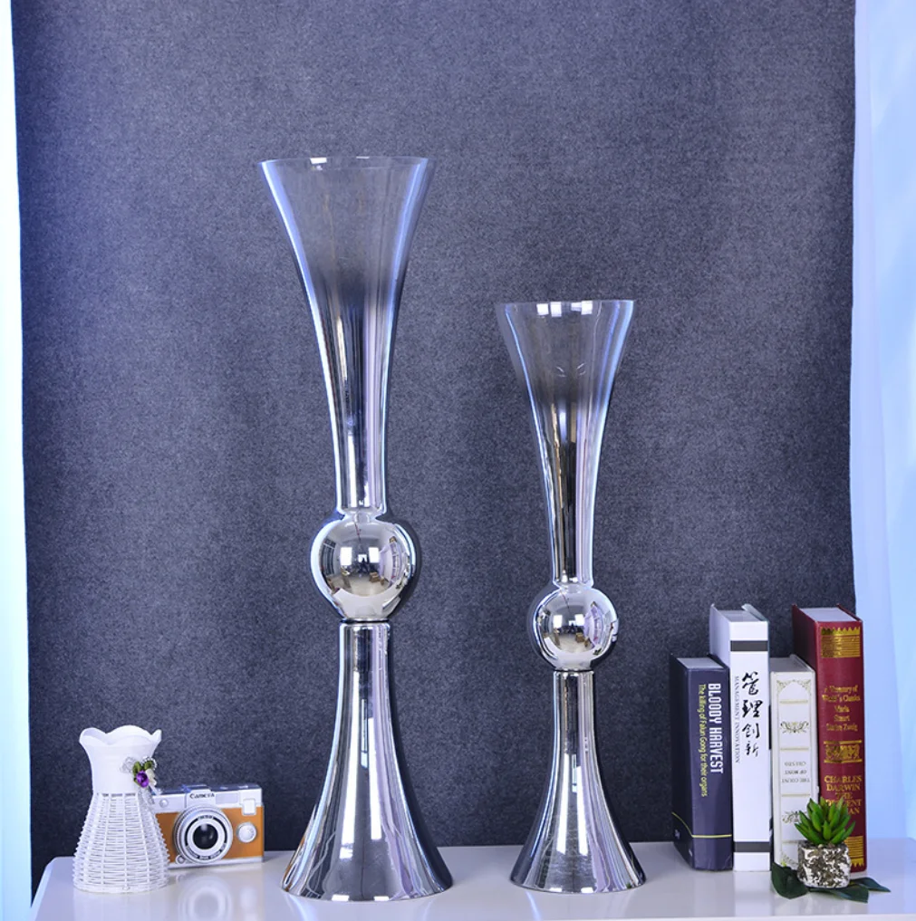 24pcs) Modern electroplated glass gold and silver vase ornament template room living room flower arranging device light luxury s