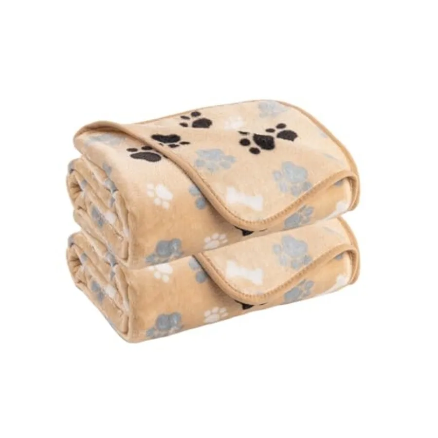 

Dog Blanket Paw Bone Pattern 1 Pack 2 Super Soft Warm Flannel Sofa Cover Car Bed Protector, Urine Proof Washable Outdoor Pet Bl