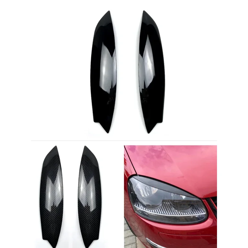 Headlight Eye Lid Eyebrow Cover Trim fit For VW Golf 5  R32 MK5 2005 2006 2007 ABS Plastic Black Car Headlight Eye Lid