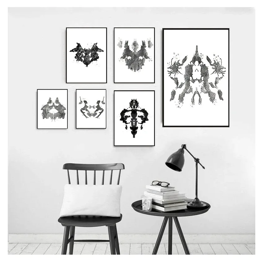 Art Canvas Painting Psychologist Gift Psychological Test Posters and Prints Pictures Clinic Decor Rorschach Test Watercolor Wall