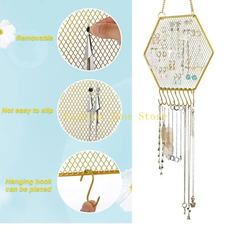 N5KA Hexagon Earring Holder Wall Hanging Exquisite Jewelry Display Stand