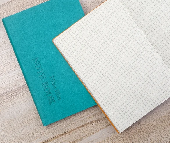 Grid Notebook, Grid Journal, Fresh‑style Leather‑Covered Account Book