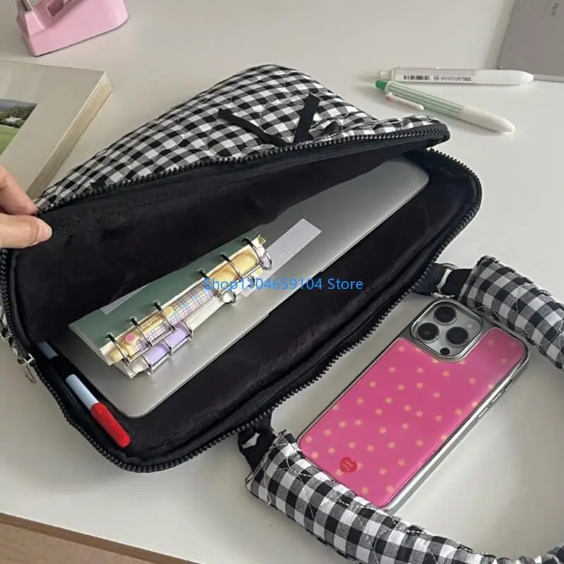

Laptop Bag Practical Checkered For Pad Tablets Storage with