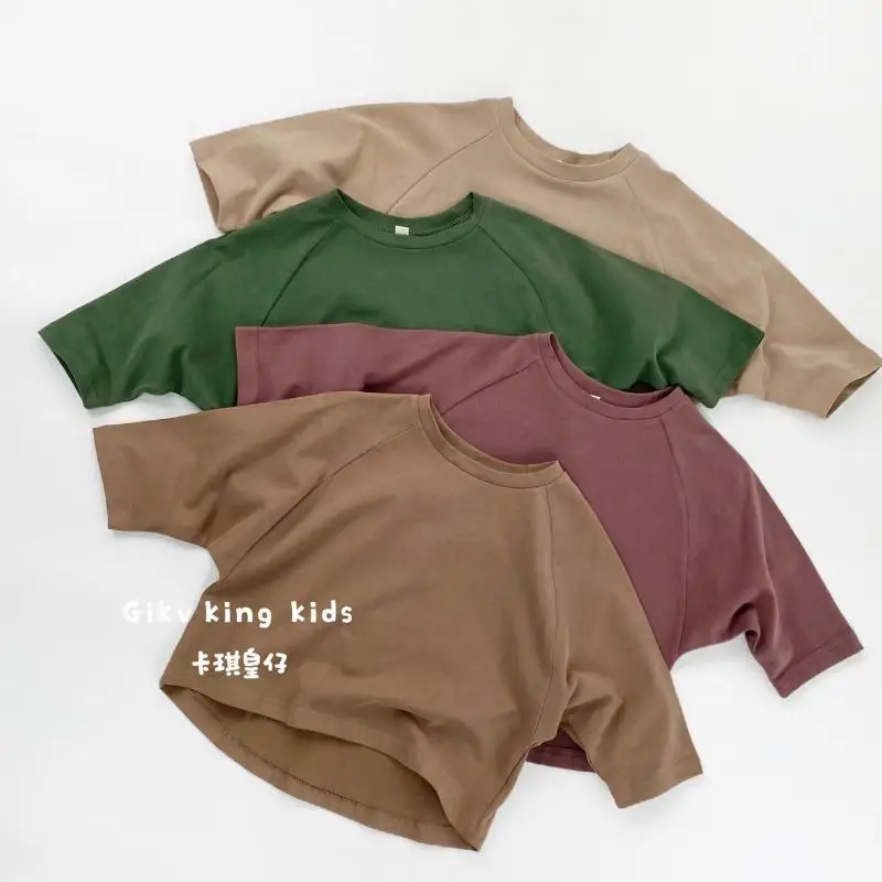 

2026 Spring New Children Long Sleeve T Shirts Solid Girls Simple Bottoming Shirts Toddler Boys Loose Cotton Tops Kids Clothes