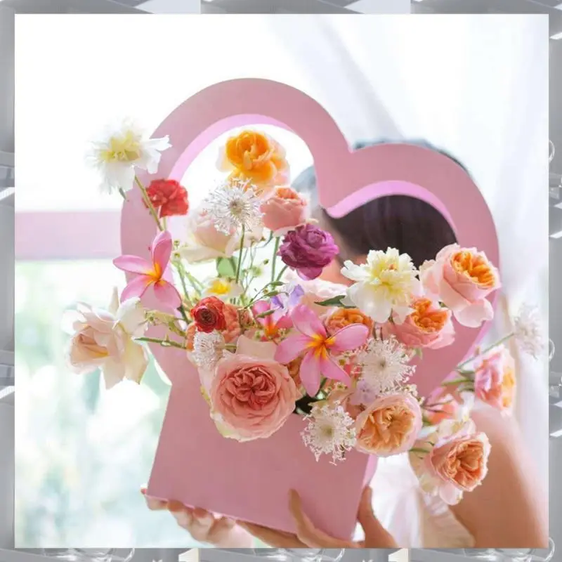 

Love Basket Heart-Shaped Valentine's Day Gift Box Gift Packaging Box Paper Sweet Party Wedding Decoration Box Easy Install -A