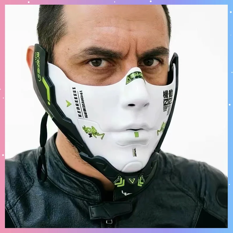 Cyber Punk Mask Cosplay Mechanical Soldier Half-Face Mask Costumes Halloween Carnival Comic-Con Party Bar Coser Photography Prop