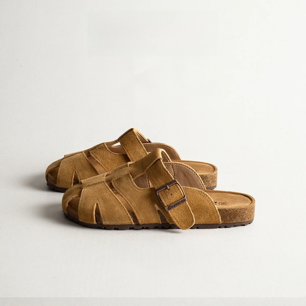 Genuine Leather Woven Roman Style Slip-On Sandals Women's Summer Outdoor Casual Half Slippers Beachwear Comfortable Thick Heel