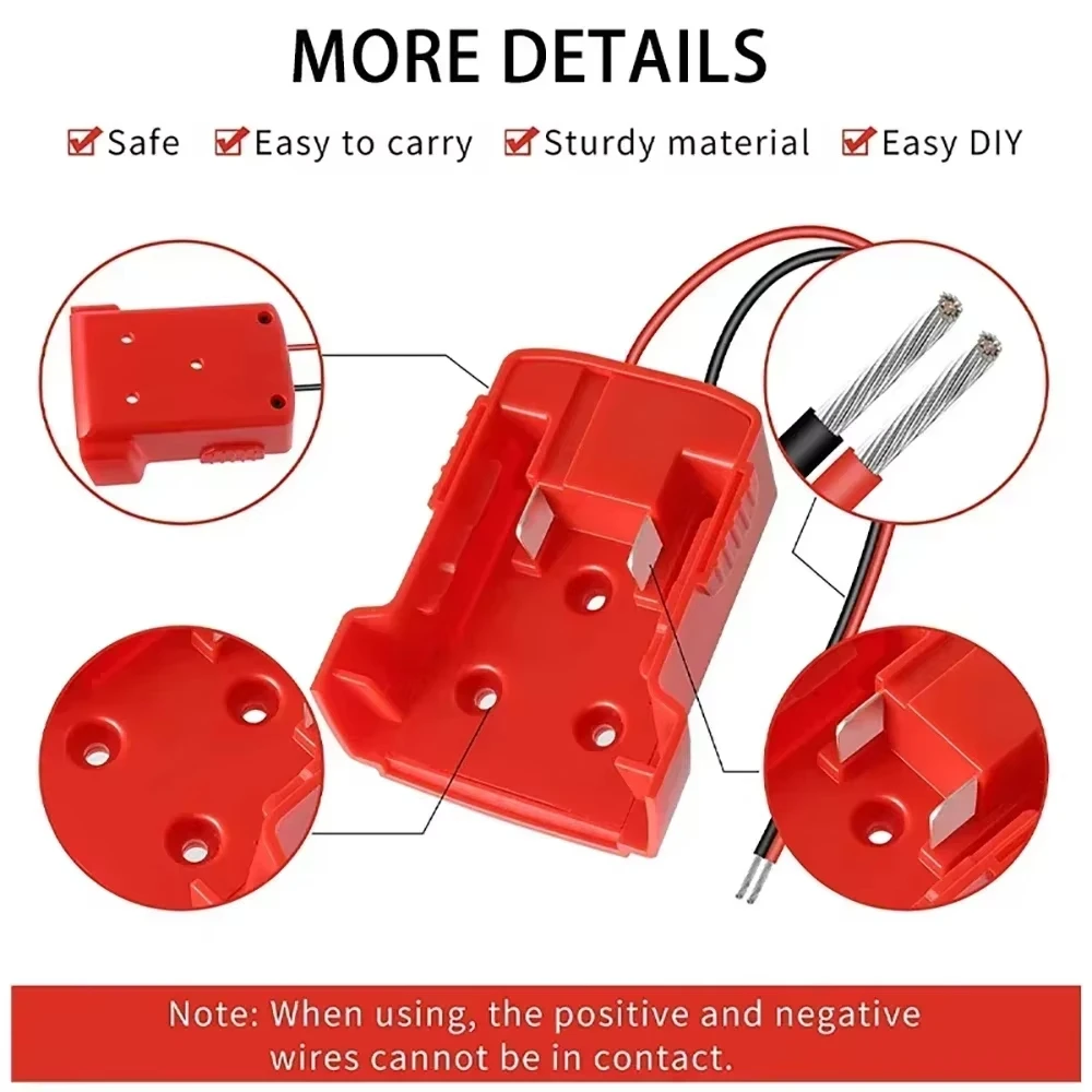 For Milwaukee 18V Li-ion Battery Adapters Dock Power DIY Battery Converter Connector 12AWG Home Power Tools Parts Replacement