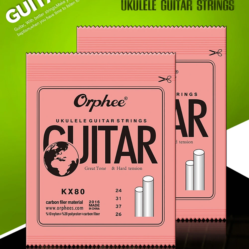 

Orphee KX80 Ukulele Strings Guitar 4 Strings Professional Clear Nylon White Carbon Fiber Guitar String Ukulele Accessories