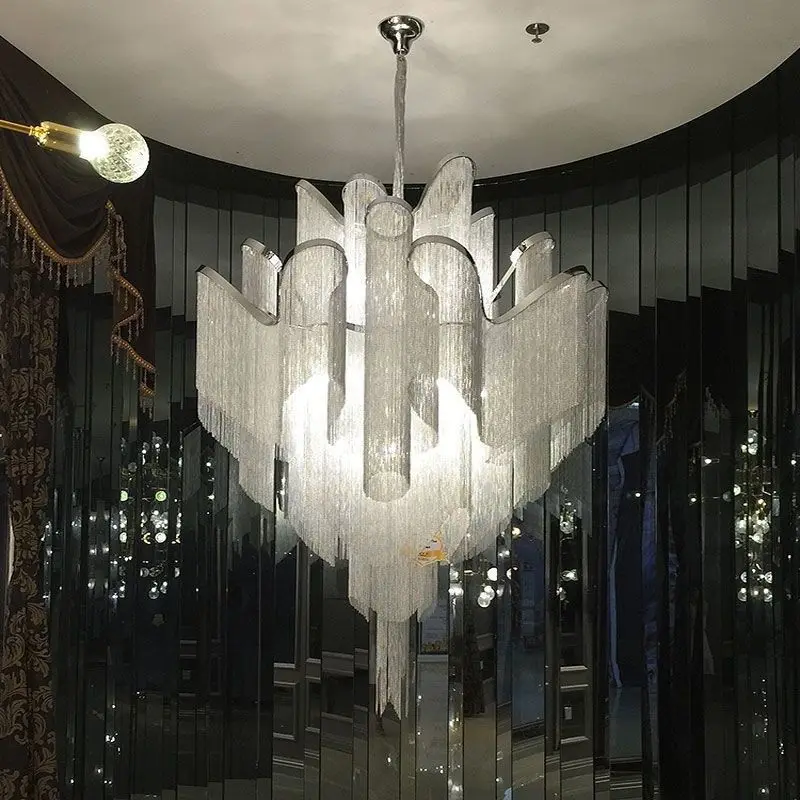 LED Flower Tassels Teto Lustres, Living Room Hall, Escadaria, Grande Luz Pendurada, Duplex Edifício Villa Pendant Lamp, Moderno