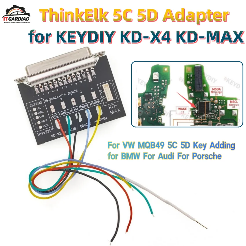 For KEYDIY KD-MAX KD-X4 ThinkElk 5D 5C Adapter Adding Key Add 5C 5D Key For VW MQB49 for BMW/Audi/Porsche Model Compatibility