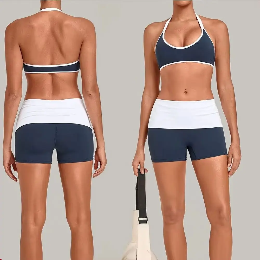2PCS Yoga Suit Women's Tracksuit Fitness Suit Gym Clothes Sports Bra Impact Shorts Set Workout Set Gym Outfit Workout Sportswear