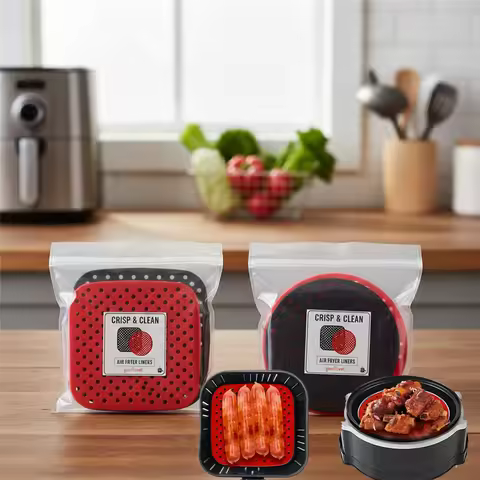 Food Grade Silicone Air Fryer Mat Non-Stick Heat Resistant Reusable Air Fryer Accessories Easy To Clean Kitchen Baking Pad