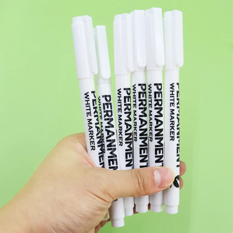 4/5/6pcs White Permanent Marker Pens Fine Tip Oil-Based Art Drawings on Wood Leather Graffiti Markers Stationery for Art Writing