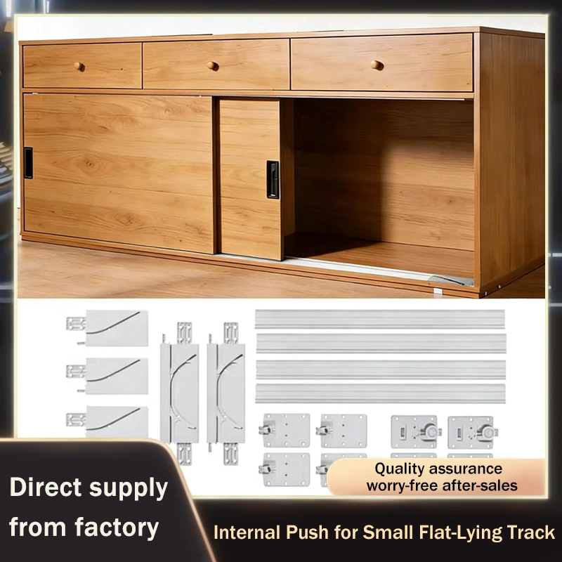 

Push-Open Sliding Door Hardware System Bus Door Slide Rail Soft Close For Bookcase Display Cabinet Wardrobe Overhead Cabinet