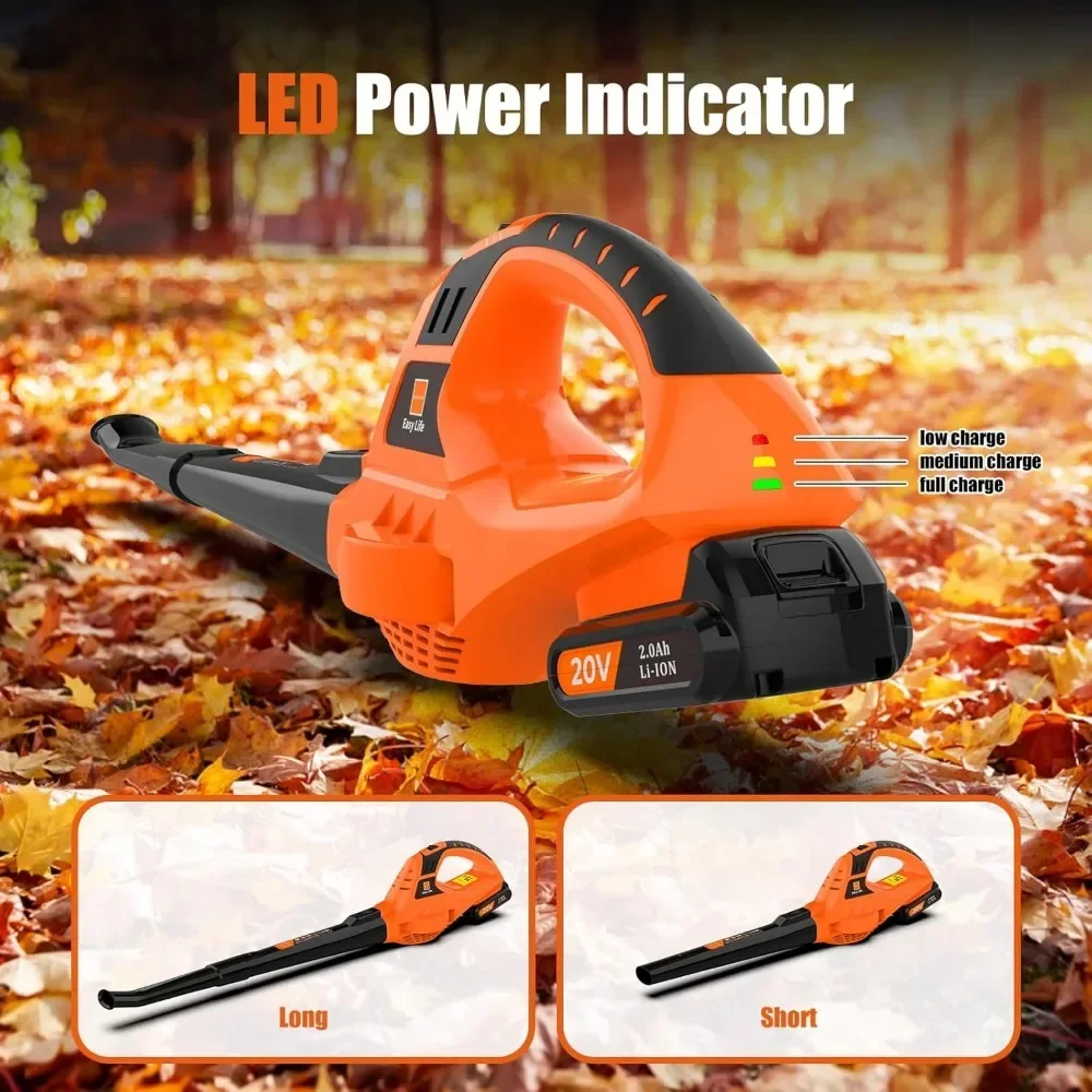 Cordless Blade Blower, 21V Handheld Electric Blade Blower with 2.0Ah Battery and Charger, 2-speed Mode