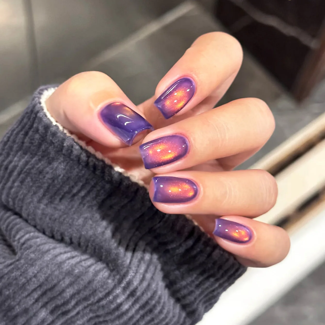 1 قطعة WS تبييض شعبية فلاش لهب الغيوم القط العين هلام طلاء الأظافر كريستال القط العين الأرجواني قاعدة الضوء البرتقالي القط العين مسمار الفن #5