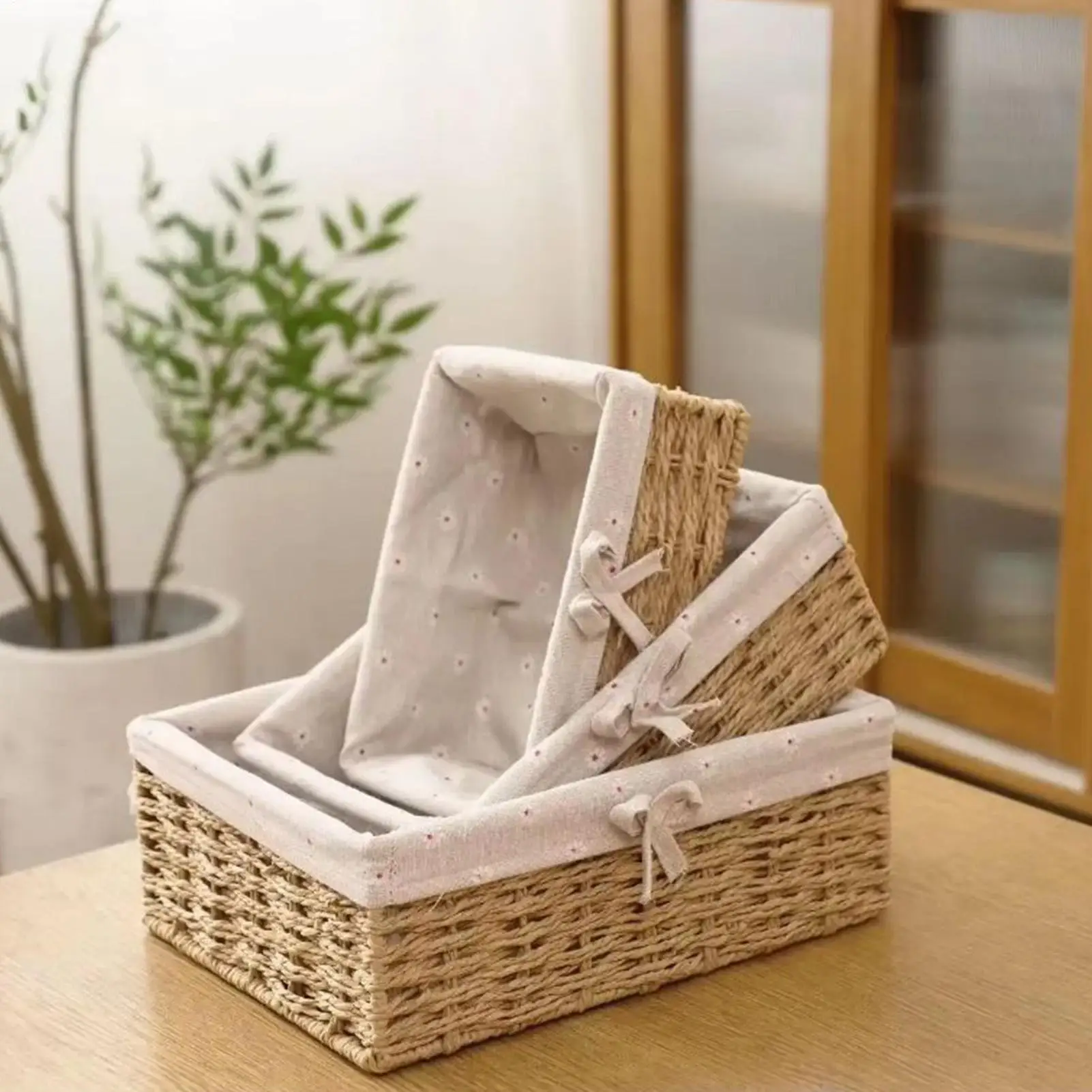 

Корзина для хлеба из ротанга, 3 шт./компл., плетеные сервировочные миски ручной работы, контейнеры для хранения всякой всячины для кухонной стойки, обеденной столешницы