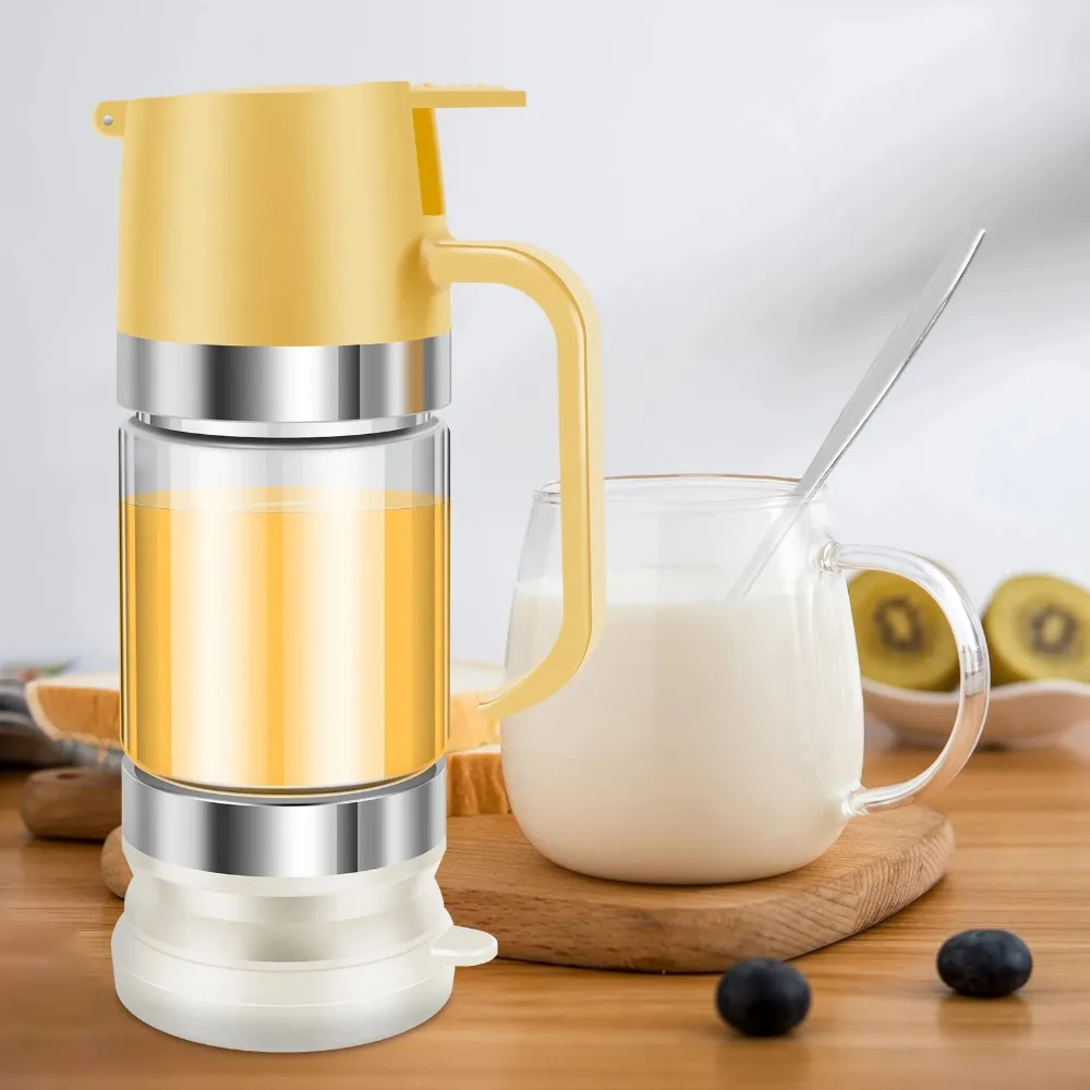 

Kitchen Tool 300 ML Glass Honey Dispenser with Handle Leak-proof No Drip Honey Jar Press Type Clear Honeys Bottle Coffee