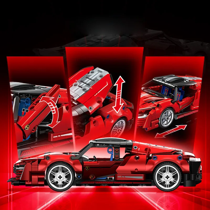Bloco de construção técnico escala 1:18 veículo supercar italiano daytona sp3 tijolo de construção super esporte carro brinquedo coleção