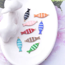 20pcs Copper Dripping oil Small Fish Charms Two-sided Enamelled Fishes Pendant Cute DIY Jewelry Earrings Necklace Making