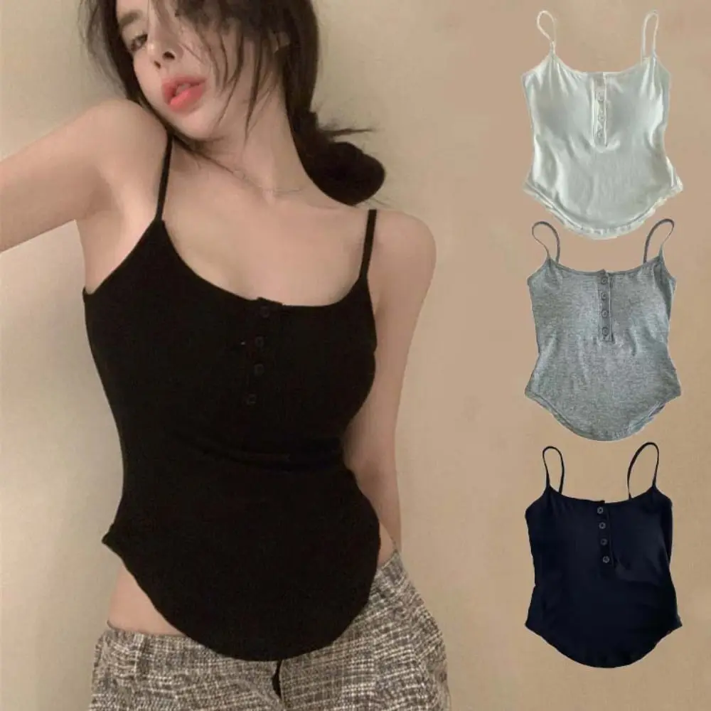 

Beauty Back Simple Thin Strap Crop Tops Square Neck Slim Fit Women Sleeveless Camisole Tank Top Suspender Bra