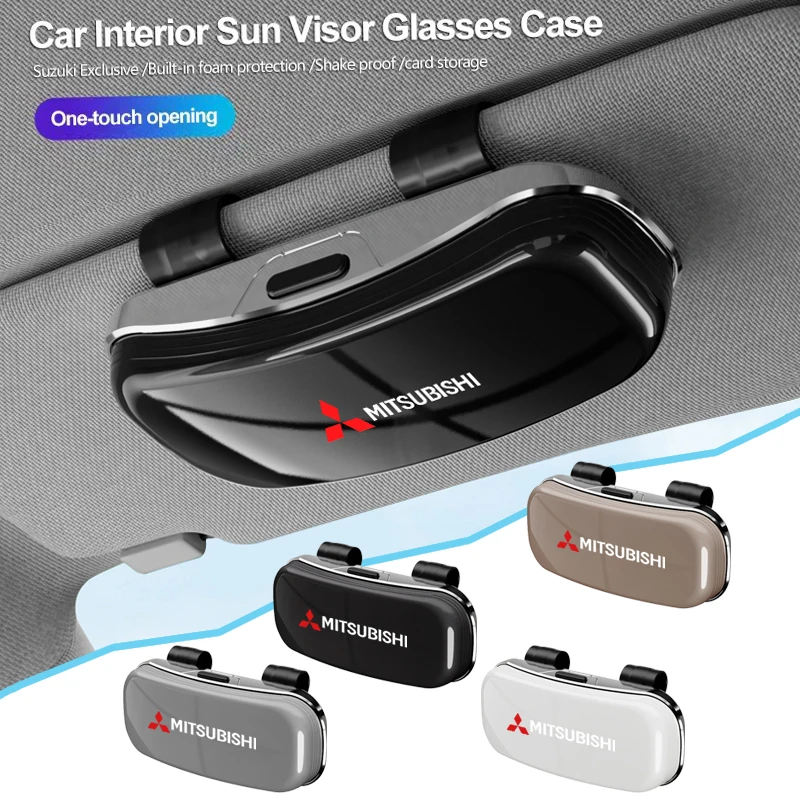 Caixa de óculos para viseira de carro, caixa de armazenamento de óculos de sol para mitsubishi colt i200 delica triton ralliart ex star xpander mirage montero