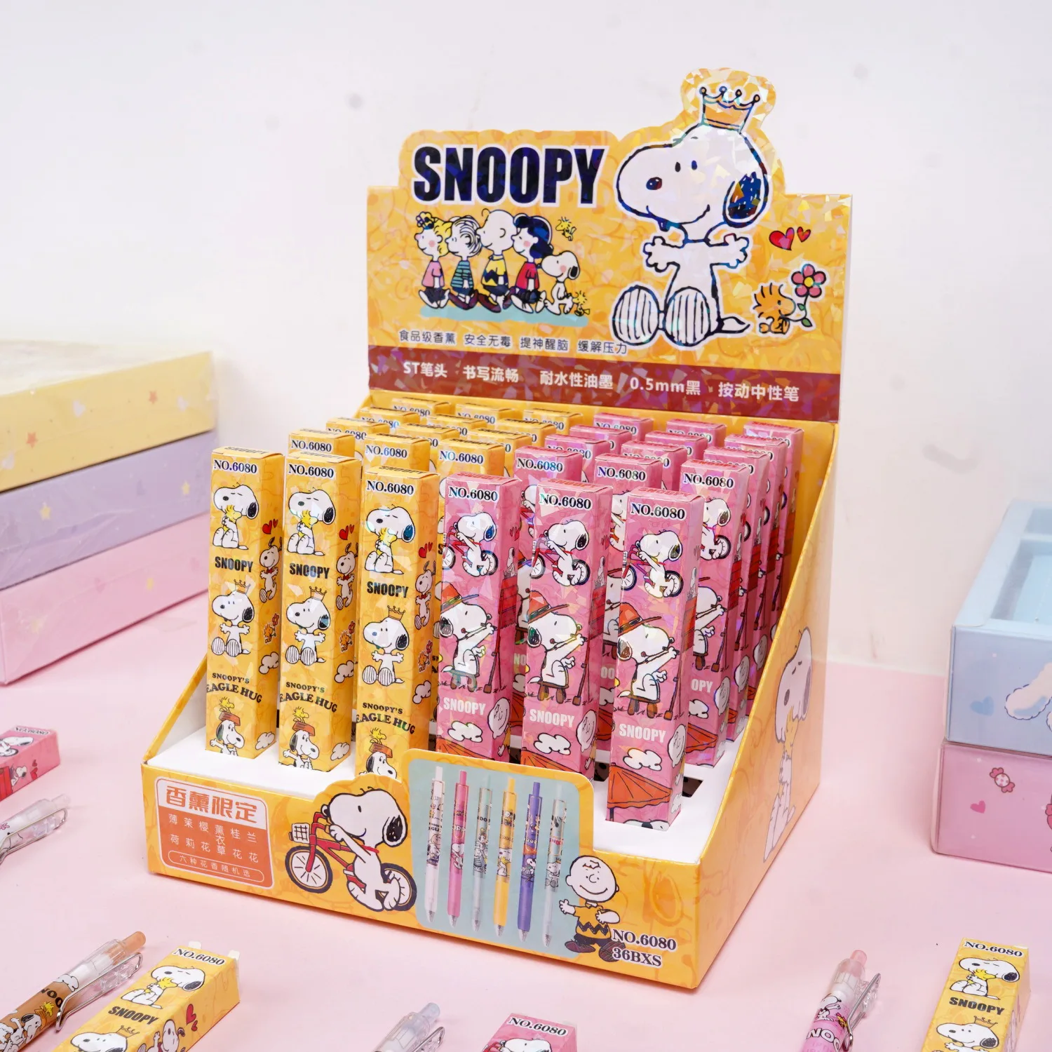 6pcs Cartoon Snoopy Press Gel Pens Blind Box 0.5mm Balck Signature Pen kawaii Stationery Anime School Supplies Creative Gifts