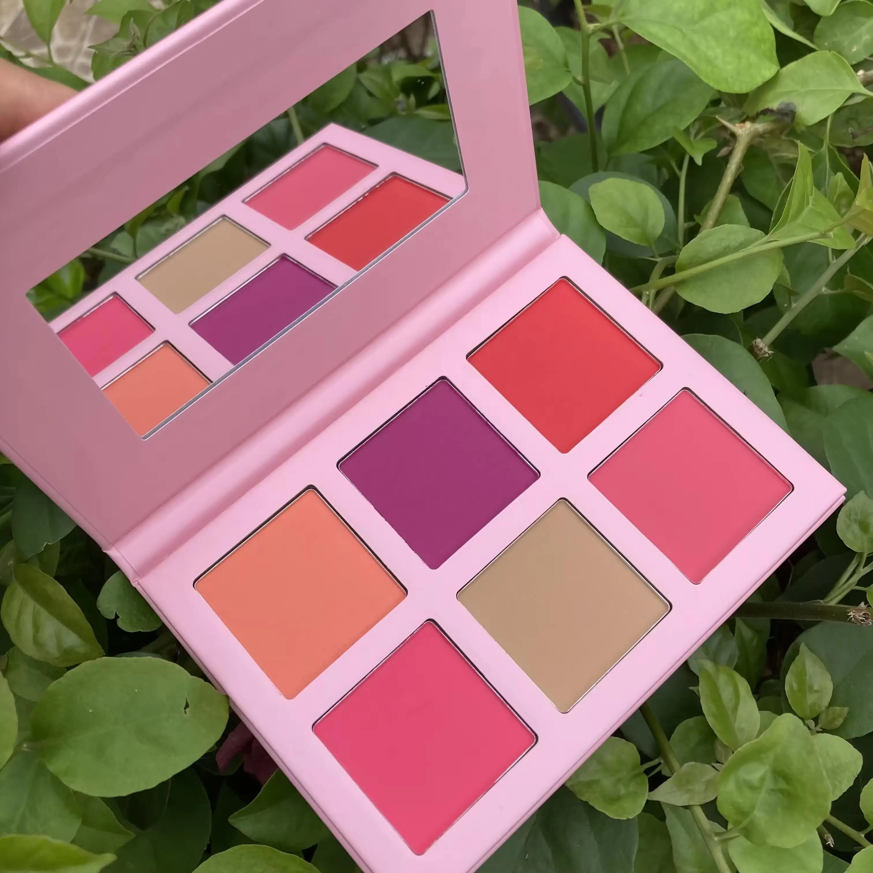 Highlighter Blusher Contour DIY Palette Custom Logo Matte Powder Highlight Palette High Pigmented Makeup Gift Set Pink 10pcs