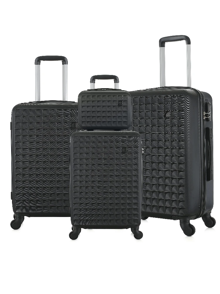 Conjuntos de bagagem giratória rígida ABS de 4 peças (18/23/27 polegadas + estojo cosmético de 13 polegadas) – Conjuntos de malas leves com combinação de 3 dígitos