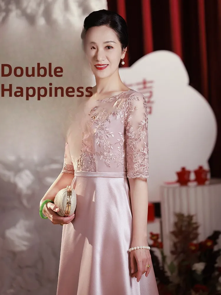 

Pink Wedding Dr Evening Gown for Young Mothers Ele Faionable A-Line Skirt Mid-Waist Korean Sle Polyester Fiber