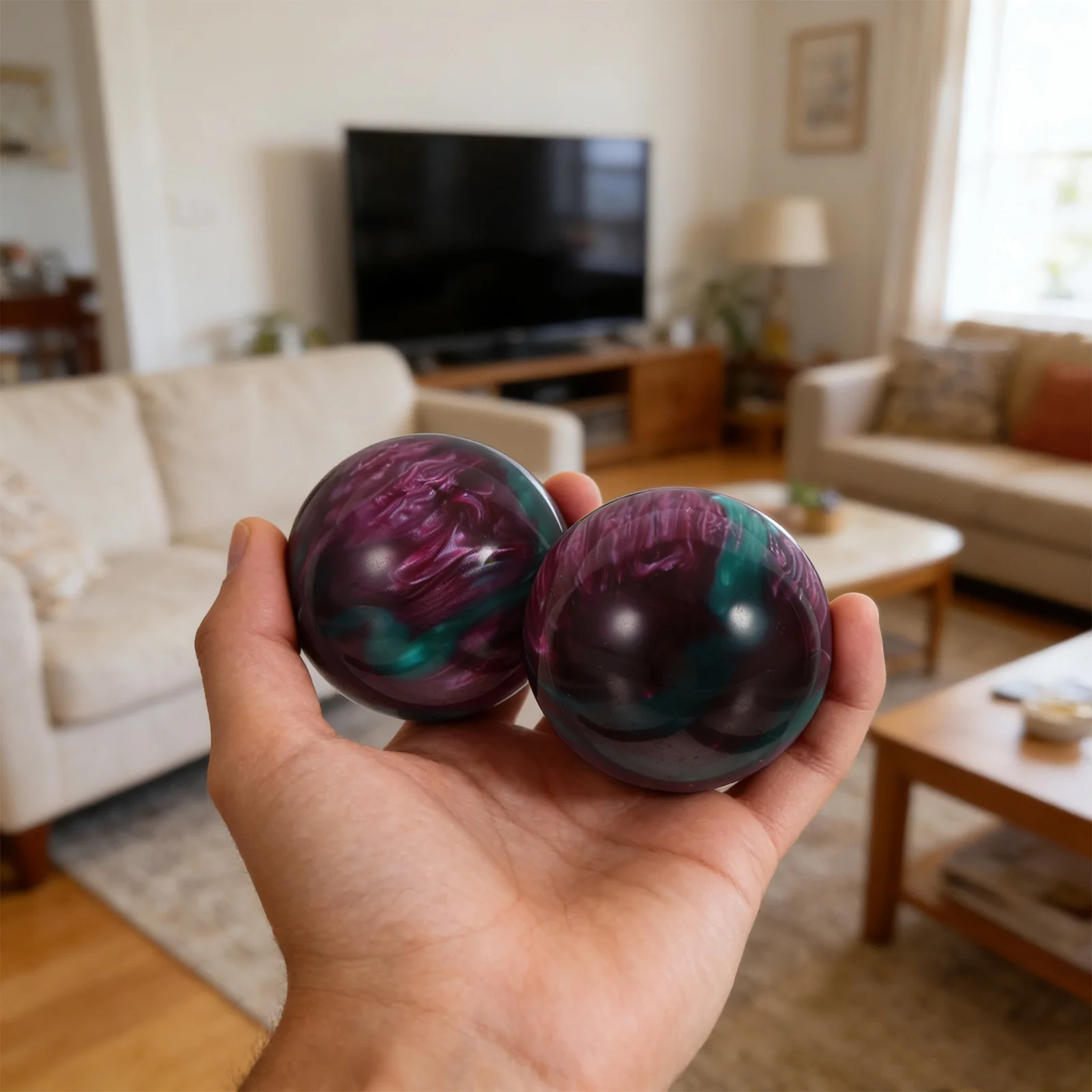 

2Pcs Resin Hand Therapy Balls Marble Pattern Decorative Spheres Palm Size Hand Exercise Stress Relief Home Fitness Tabletop