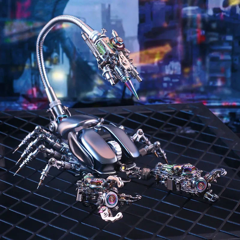 Black technology armored scorpion metal building block DIY assembly tide play imitation scorpion model