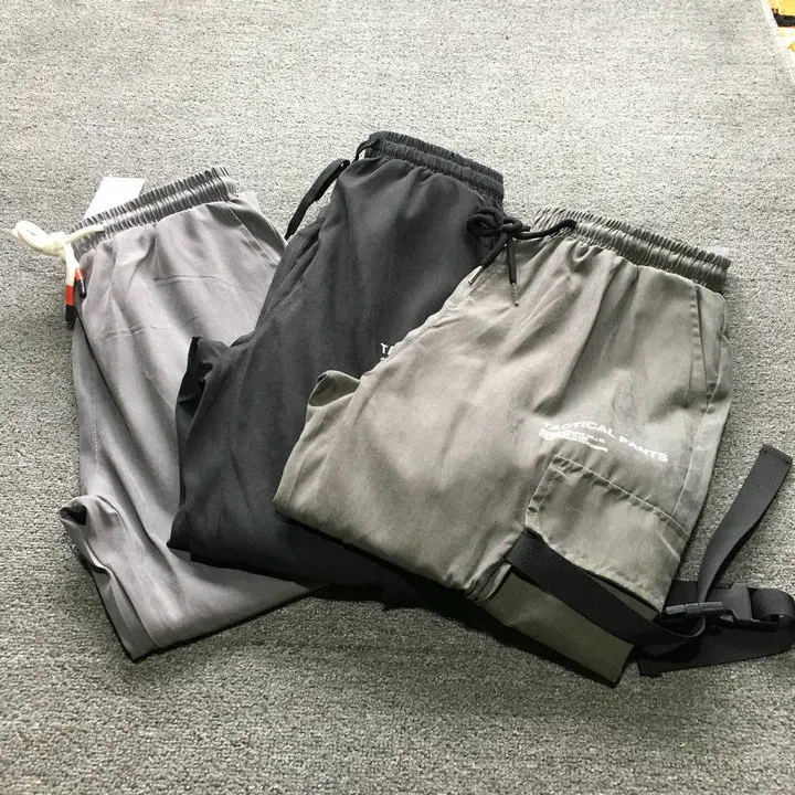 

Qui Dry Summer Sle Men's Casual Pants Thin Nine Points Multi-ket Workwear Straight Leg Youthful Energy Wind Summer Fas...