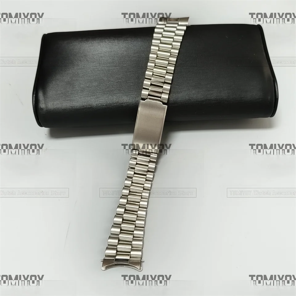 Curved End Stainless Steel  President Band Bracelet Fit For Rolex Seiko Omega Mechanical Wristwatch