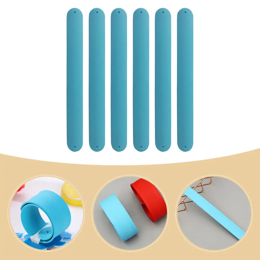 6pcs 어린이 실리콘 슬랩 팔찌 Diy 페인팅 공예 용품 스냅 팔찌 어린이 성인을위한 피부 친화적 인