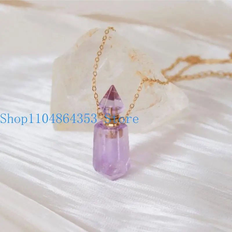 652F Crystal Vial Pendant Necklace Jewelry Stylish Neckchain Women Accessory