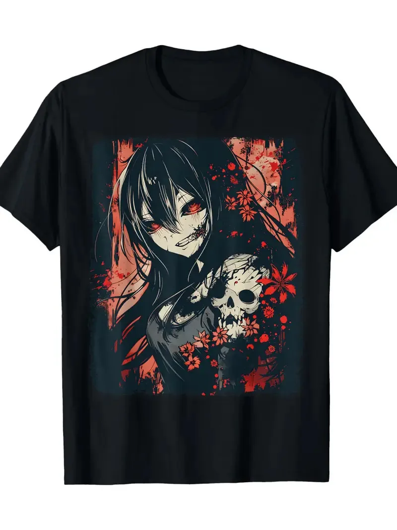 Cybergoth Cybercore Grunge Punk Goth Girl Alt Anime Manga Y2K Graphic T-Shirt Cotton Men Women Streetwear Tee