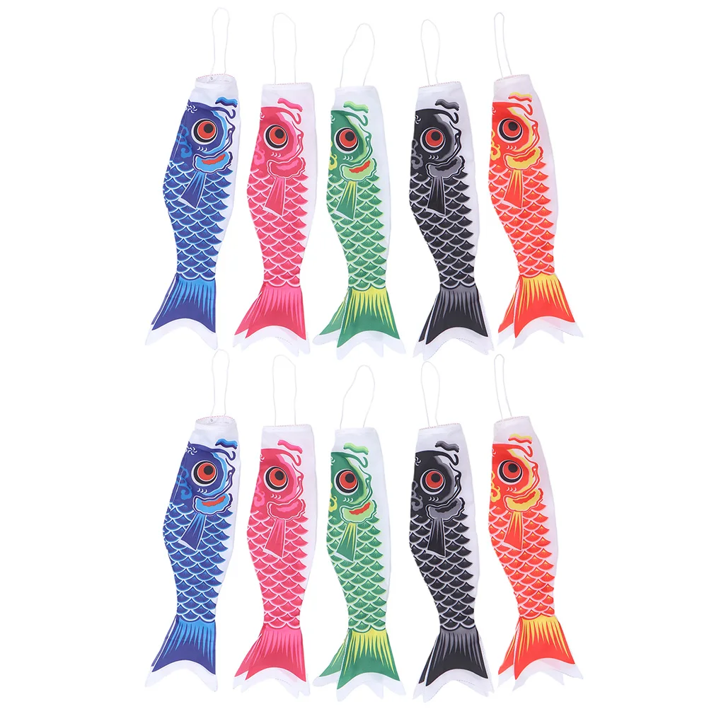 

10pcs Windsocks Durable Satin Outdoor Decor Bright Carp Windsocks Color Japanese Carp Windsock Non-Fading Fish Flags