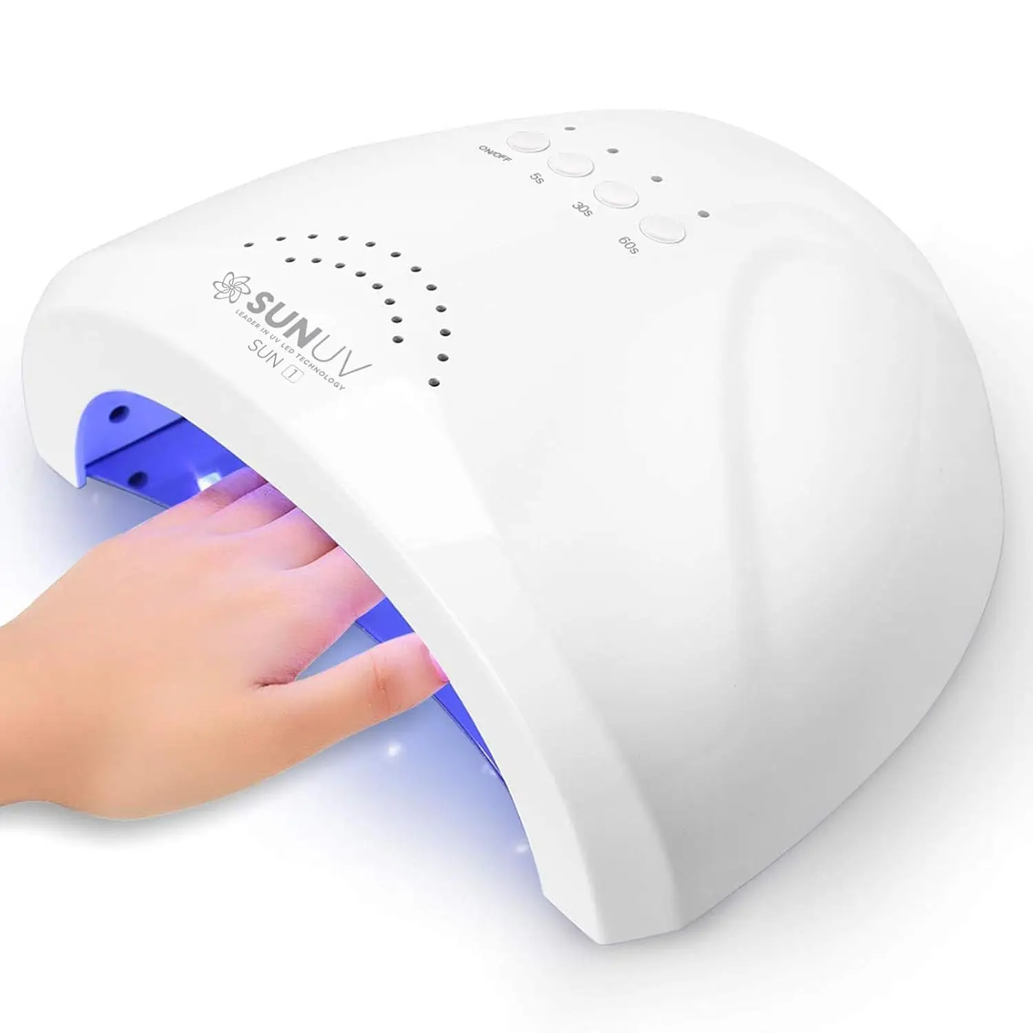 Lampe à ongles professionnelle UV LED avec 3 minuteries pour vernis gel à séchage rapide, design blanc