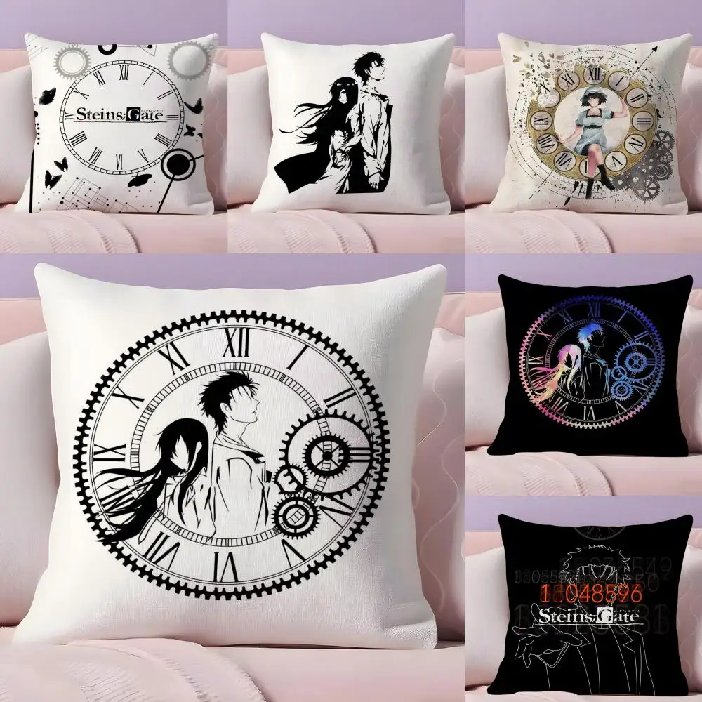 

Anime S-Steins Gate Cushion Cover Plush Fabric Soft Double-Sided Printed Sofa Warm Winter Home Gift Pillow Case