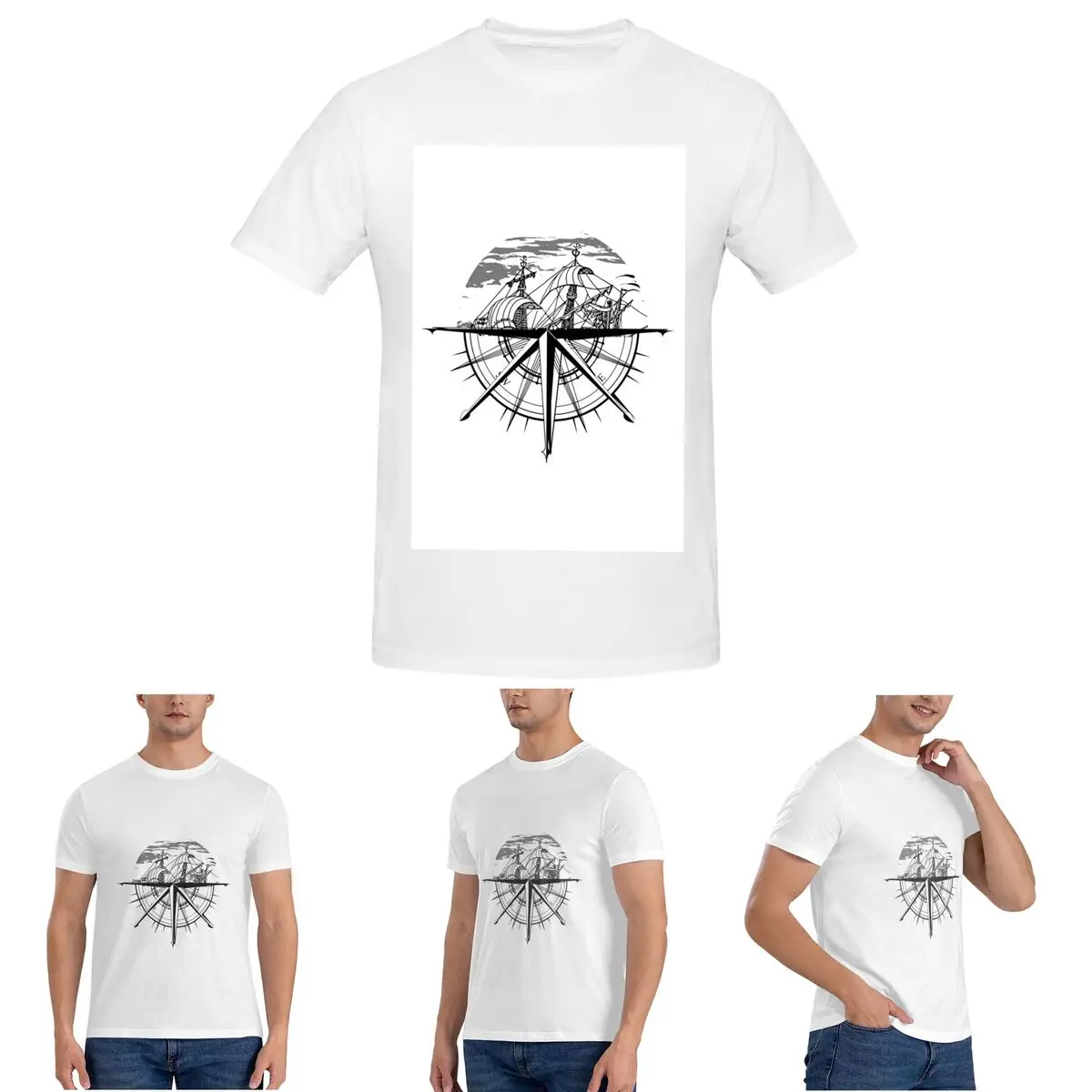 

Мужская футболка с Nautical Compass Captain Anchor Boat, хлопковые футболки больших размеров, мужская одежда с короткими рукавами и круглым вырезом, топы S-6XL